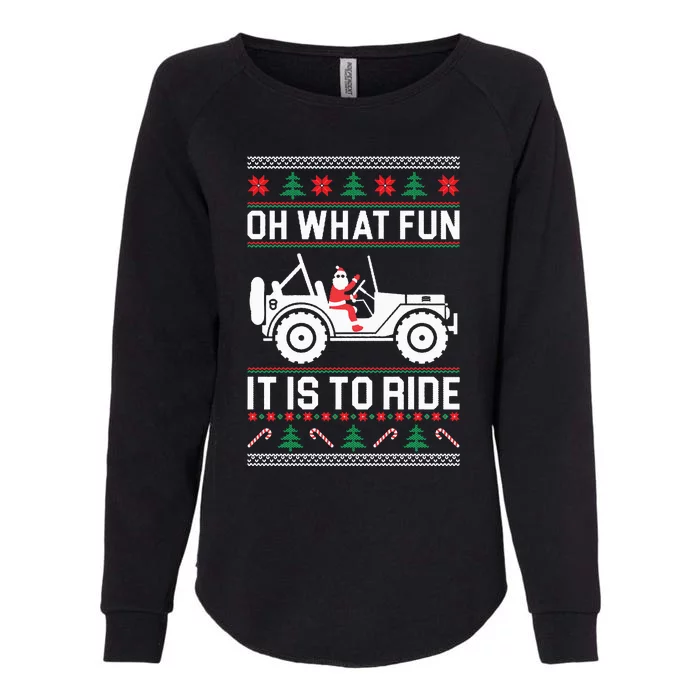 Oh What Fun  4x4 Offroad SUV Ugly Christmas Sweater Womens California Wash Sweatshirt