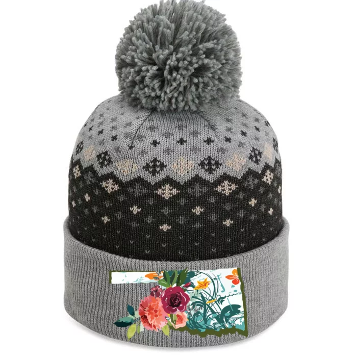 Oklahoma Watercolor Flower The Baniff Cuffed Pom Beanie