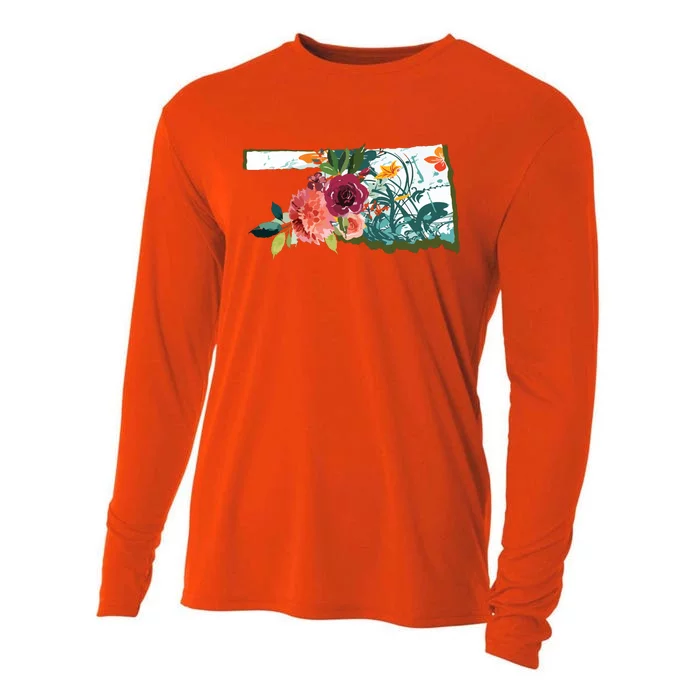 Oklahoma Watercolor Flower Cooling Performance Long Sleeve Crew