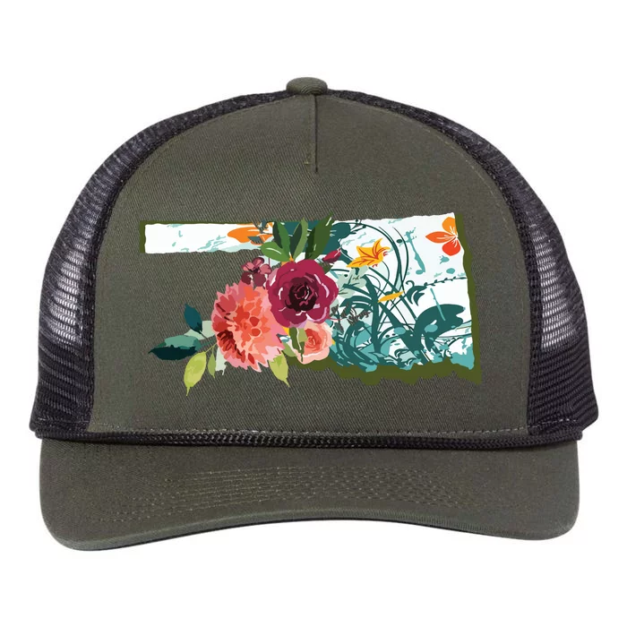 Oklahoma Watercolor Flower Retro Rope Trucker Hat Cap