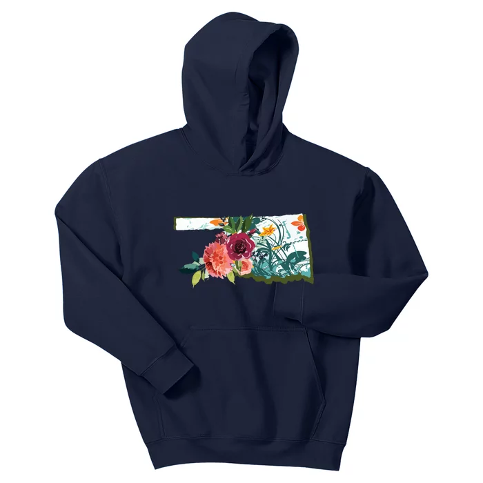 Oklahoma Watercolor Flower Kids Hoodie