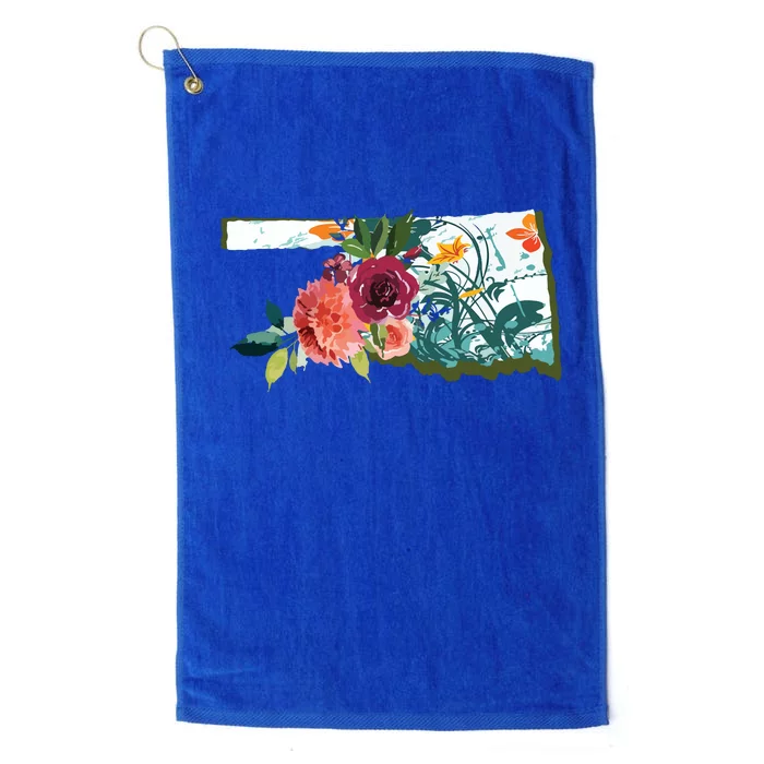 Oklahoma Watercolor Flower Platinum Collection Golf Towel