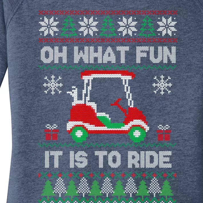 Oh What Fun It Is To Ride Golf Cart Golfer Christmas Golfing Gift Women's Perfect Tri Tunic Long Sleeve Shirt