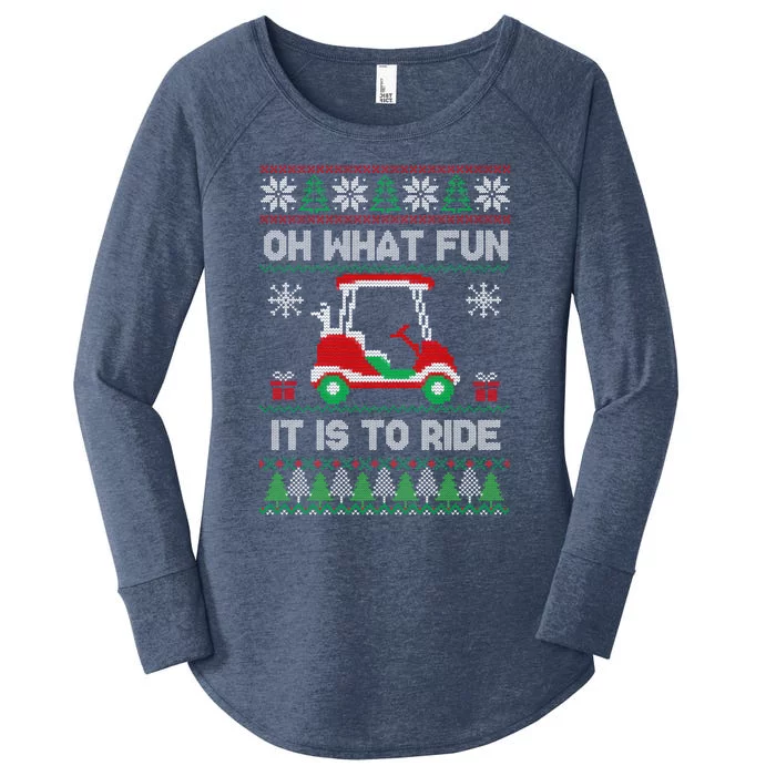 Oh What Fun It Is To Ride Golf Cart Golfer Christmas Golfing Gift Women's Perfect Tri Tunic Long Sleeve Shirt