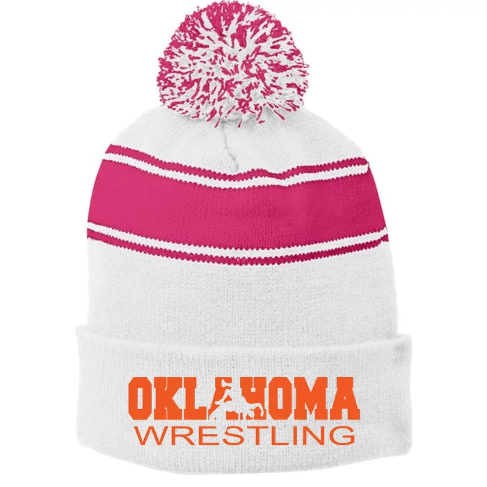 Oklahoma Watercolor Funny Stripe Pom Pom Beanie