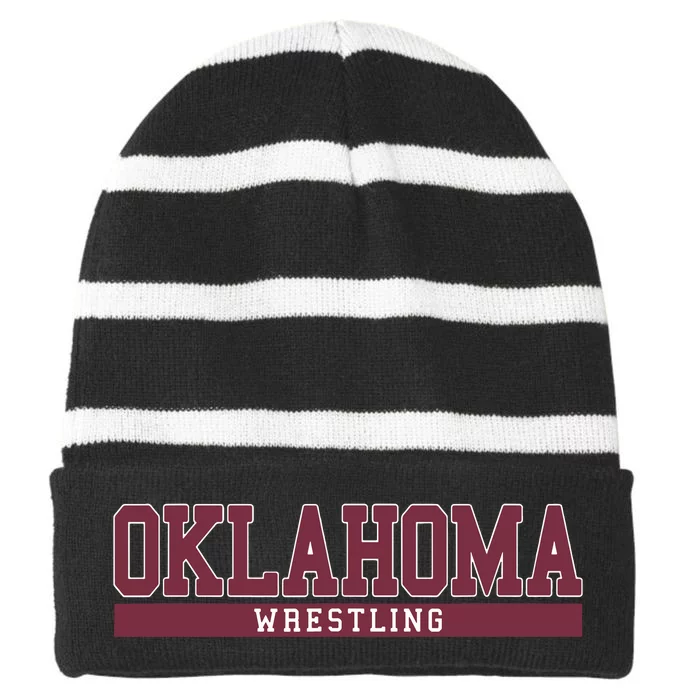 Oklahoma Wrestling Funny Striped Beanie with Solid Band