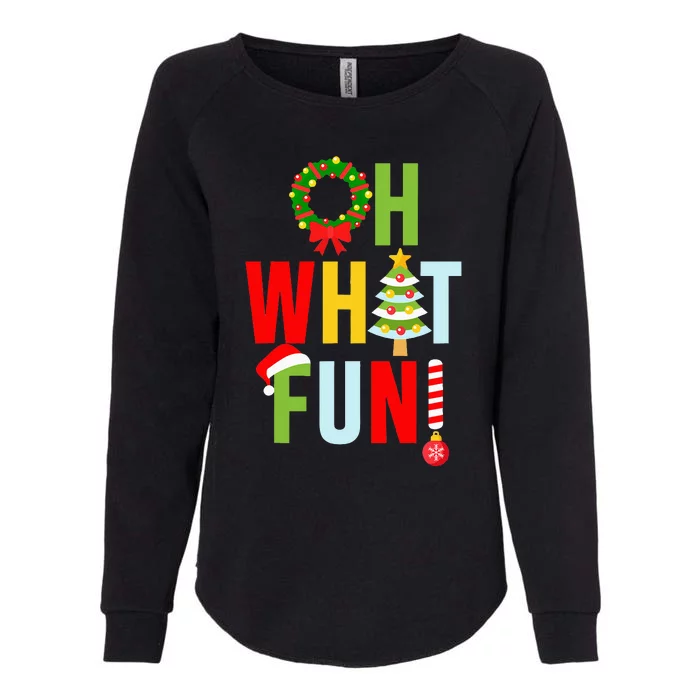 Oh What Fun Christmas With Wreath And Tree Womens California Wash Sweatshirt