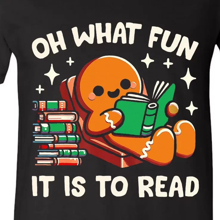 Oh What Fun It Is To Read Christmas Teacher Librarian Books V-Neck T-Shirt