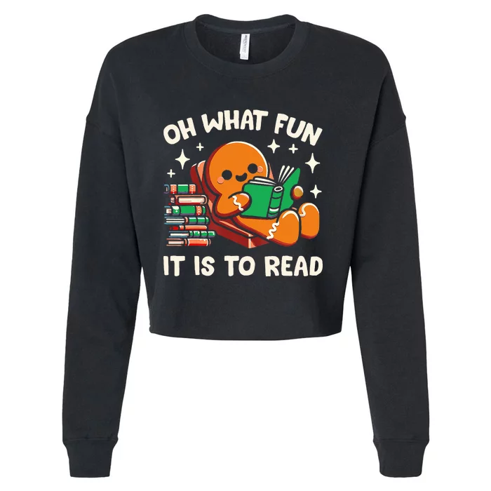 Oh What Fun It Is To Read Christmas Teacher Librarian Books Cropped Pullover Crew