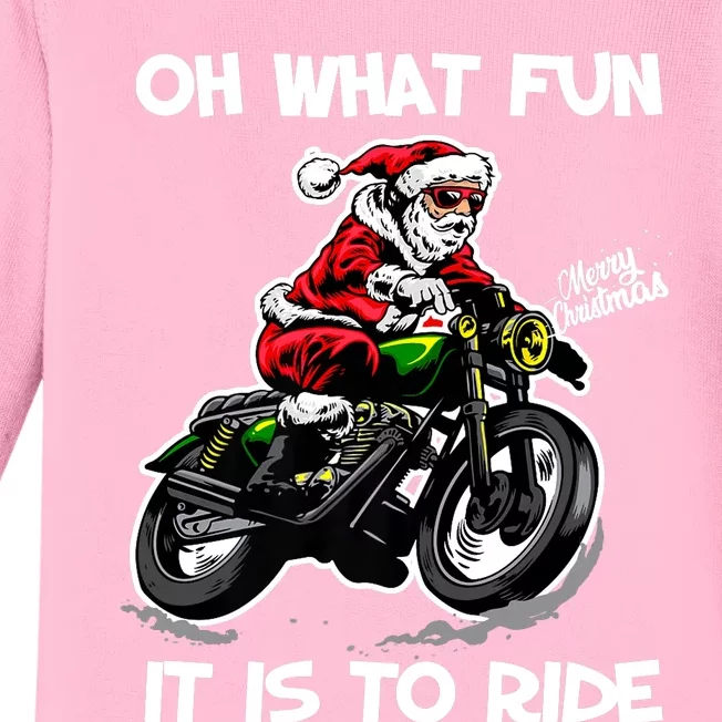 Oh What Fun It Is To Ride Motorcycle Christmas Pajama Gifts Premium Baby Long Sleeve Bodysuit