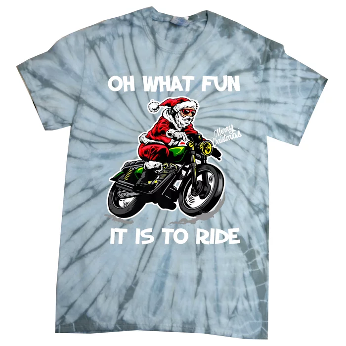 Oh What Fun It Is To Ride Motorcycle Christmas Pajama Gifts Premium Tie-Dye T-Shirt