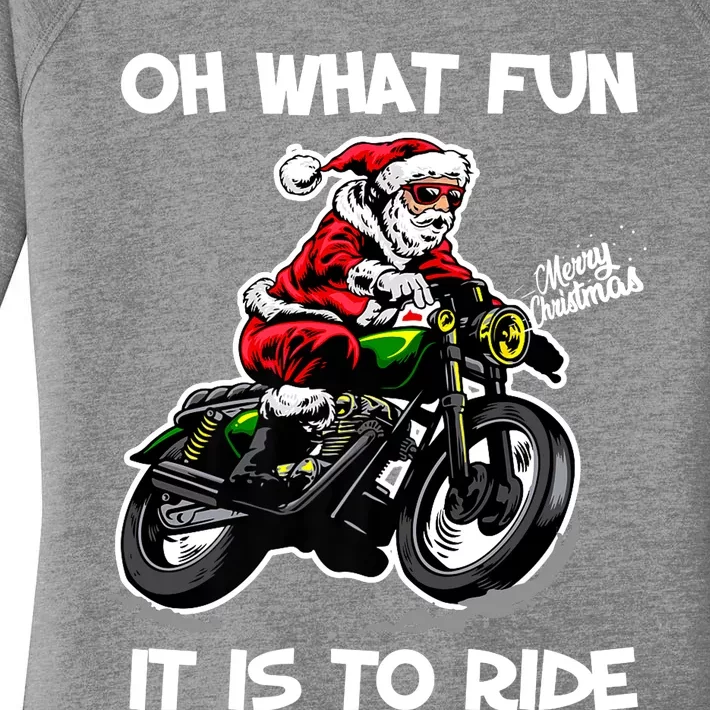 Oh What Fun It Is To Ride Motorcycle Christmas Pajama Gifts Premium Women's Perfect Tri Tunic Long Sleeve Shirt