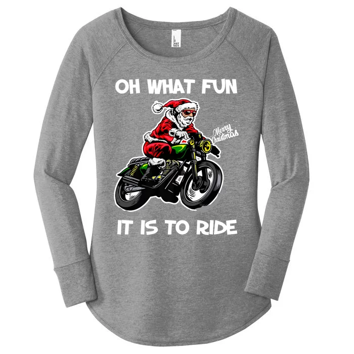 Oh What Fun It Is To Ride Motorcycle Christmas Pajama Gifts Premium Women's Perfect Tri Tunic Long Sleeve Shirt