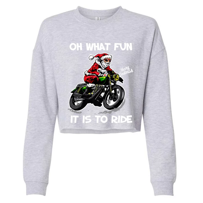 Oh What Fun It Is To Ride Motorcycle Christmas Pajama Gifts Premium Cropped Pullover Crew