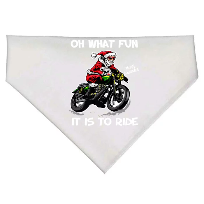 Oh What Fun It Is To Ride Motorcycle Christmas Pajama Gifts Premium USA-Made Doggie Bandana