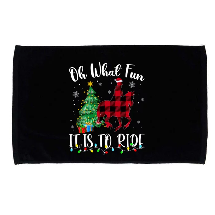 Oh What Fun It Is To Ride Christmas Plaid Horse Riding Microfiber Hand Towel