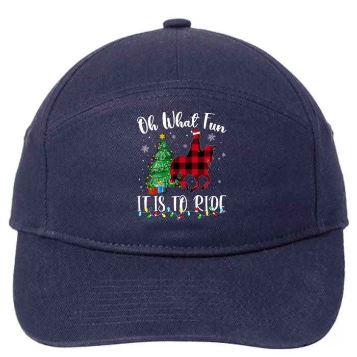 Oh What Fun It Is To Ride Christmas Plaid Horse Riding 7-Panel Snapback Hat