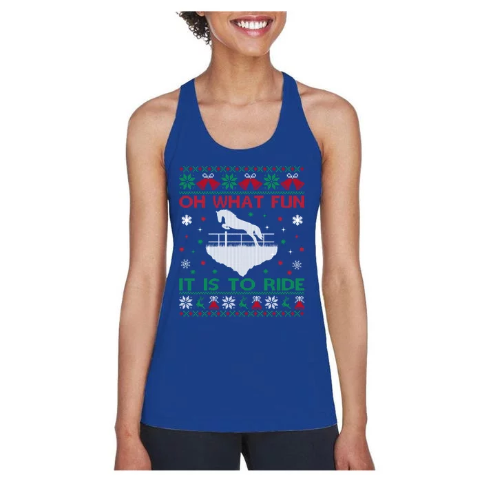 Oh What Fun It Is To Ride Horse Ugly Christmas Sweater Xmas Women's Racerback Tank