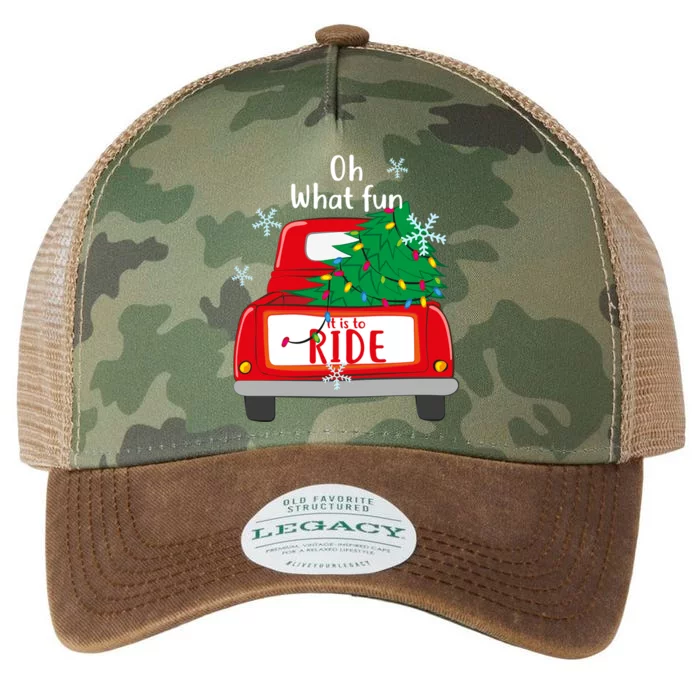 Oh What Fun It Is To Ride Christmas Tree Red Truck Xmas Gift Legacy Tie Dye Trucker Hat