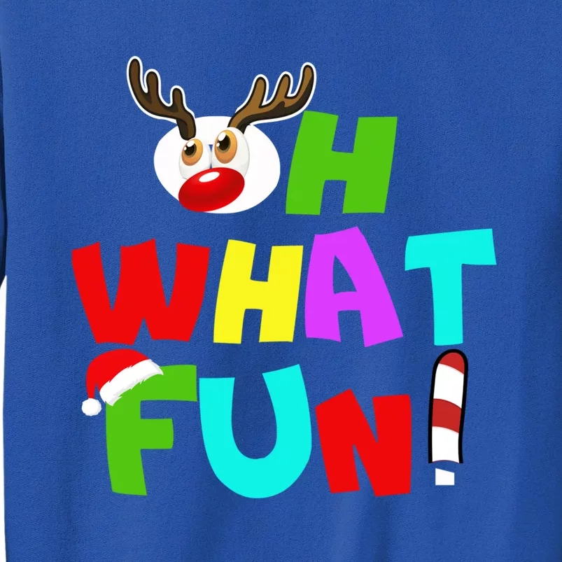 Oh What Fun Christmas Gift With Deer And Santa Hat Gift Tall Sweatshirt