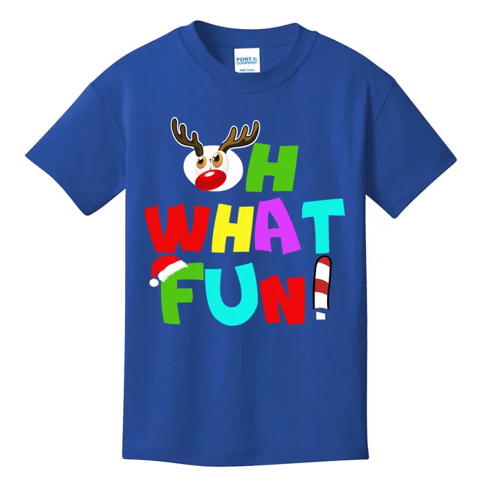 Oh What Fun Christmas Gift With Deer And Santa Hat Gift Kids T-Shirt