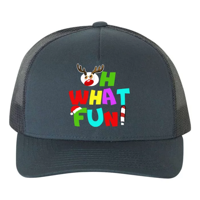 Oh What Fun Christmas Gift With Deer And Santa Hat Gift Yupoong Adult 5-Panel Trucker Hat