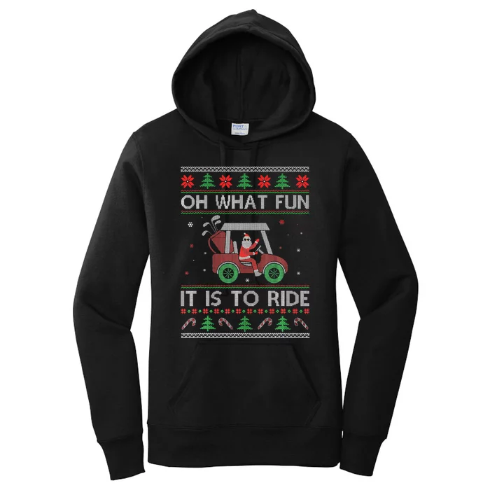 Oh What Fun It Is to Ride Golf Car Ugly Sweater Christmas Women's Pullover Hoodie