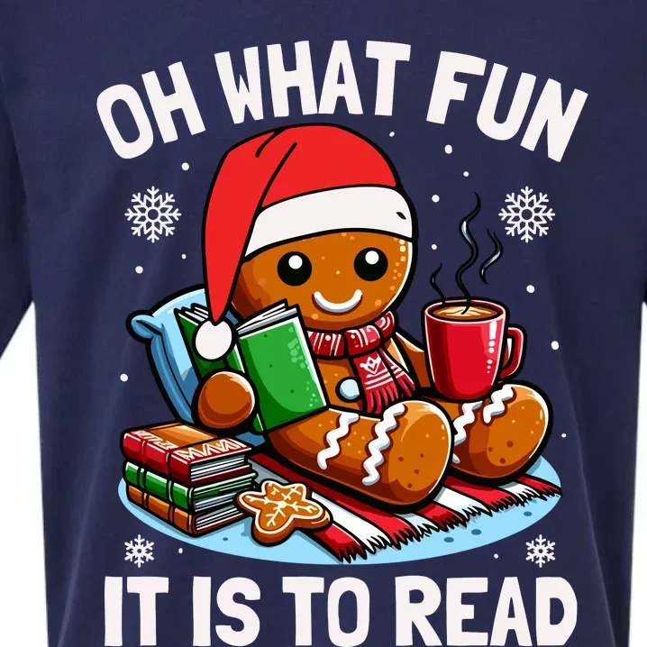 Oh What Fun It Is To Read Funny Christmas Gingerbread Book Lover Sueded Cloud Jersey T-Shirt