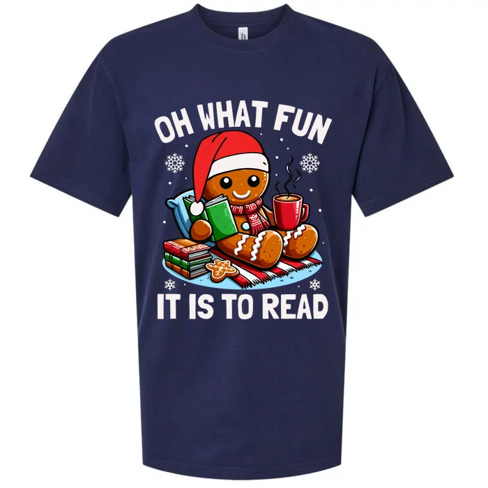 Oh What Fun It Is To Read Funny Christmas Gingerbread Book Lover Sueded Cloud Jersey T-Shirt