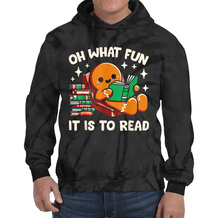 Oh What Fun It Is To Read Christmas Teacher Librarian Books Tie Dye Hoodie