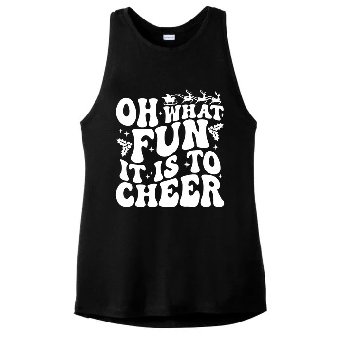 Oh What Fun It Is To Cheer Funny Christmas Cheerleader Ladies Tri-Blend Wicking Tank