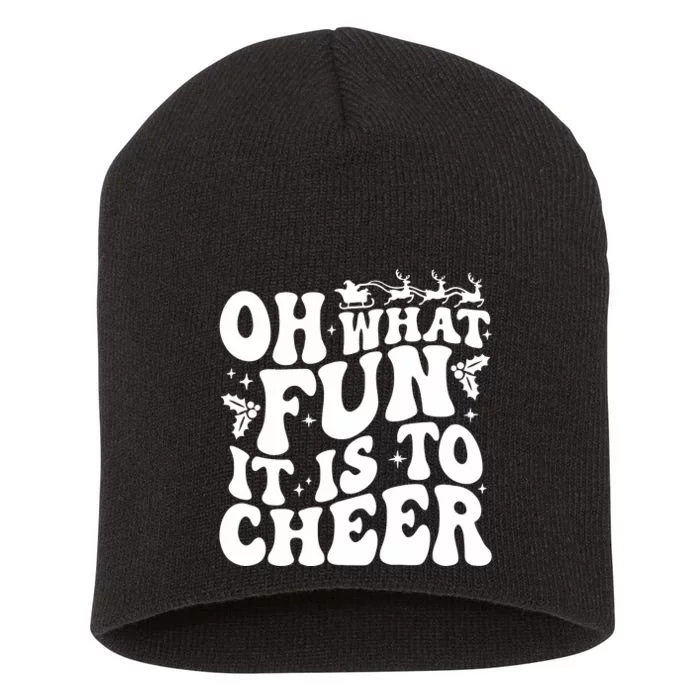 Oh What Fun It Is To Cheer Funny Christmas Cheerleader Short Acrylic Beanie