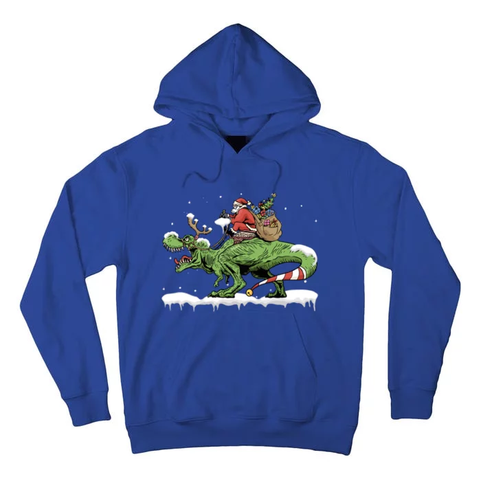 Oh What Fun It Is To Rawr Santa Claus Dinosaur Ride Gift Tall Hoodie