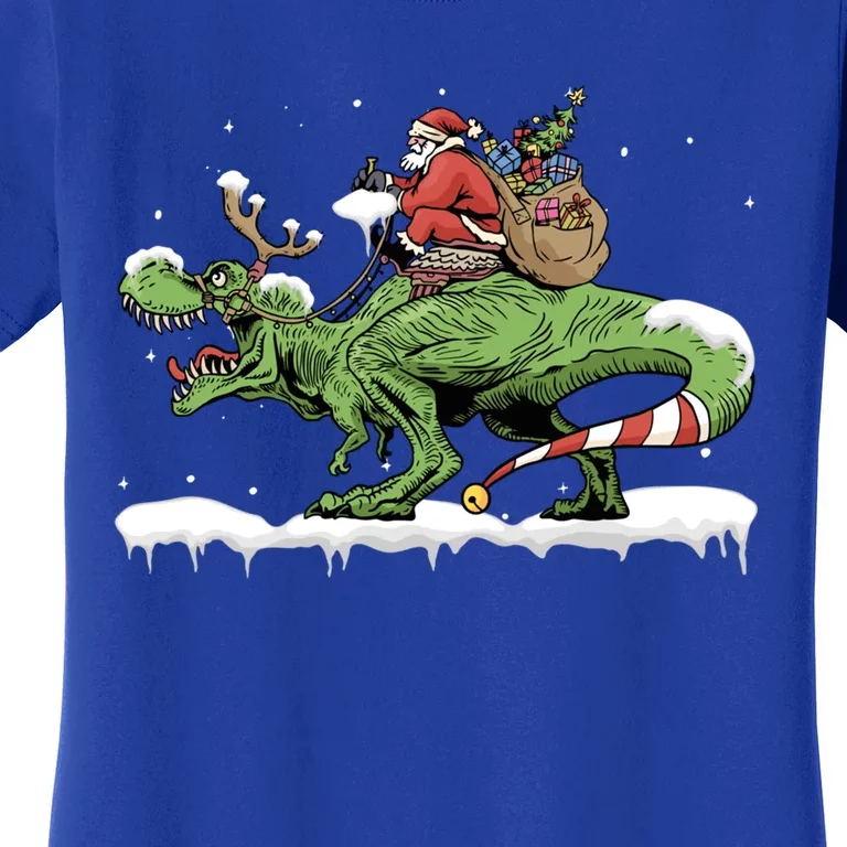 Oh What Fun It Is To Rawr Santa Claus Dinosaur Ride Gift Women's T-Shirt