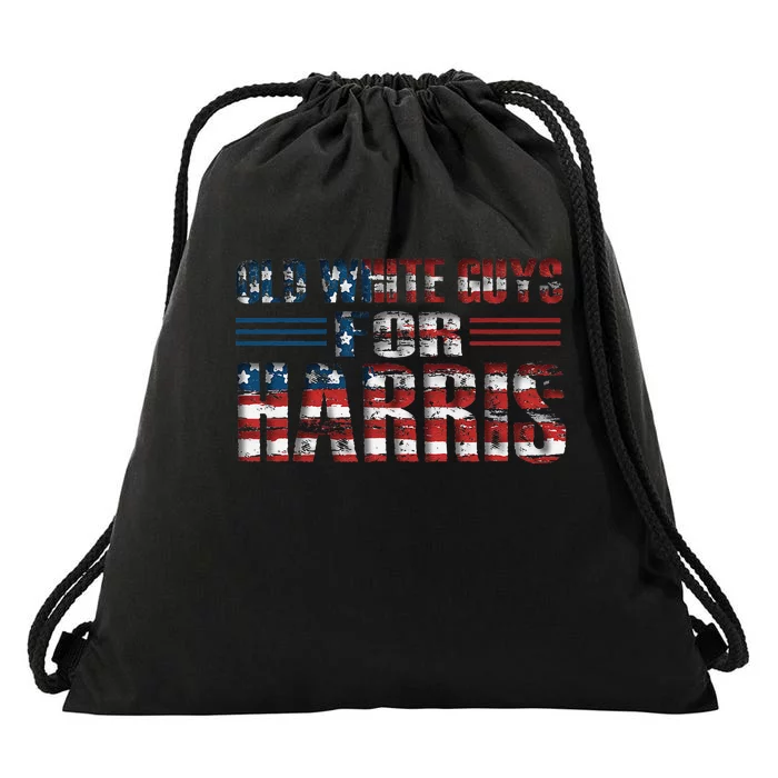 Old White Guys For Harris Kamala Usa American Flag Harris Drawstring Bag