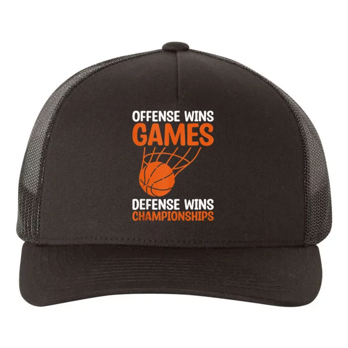 Offense Wins Games Defense Wins Championships Basketball Tank Top Yupoong Adult 5-Panel Trucker Hat