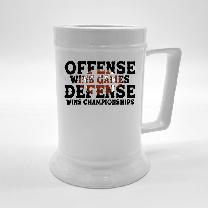 Offense Wins Games Defense Wins Championships Front & Back Beer Stein