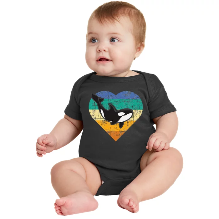 Orca Whale Heart Whale Lover Marine Biologist Whales Baby Bodysuit