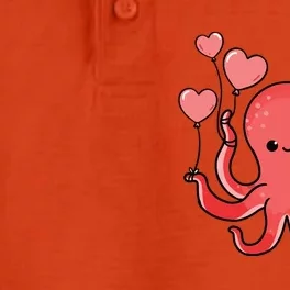 Octopus With Heart Balloons Valentines Day Octopus Dry Zone Grid Performance Polo