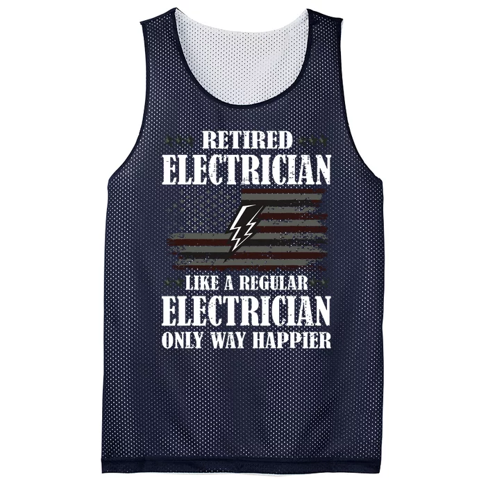 Only Way Happier Retired Electrician Retirement Party Mesh Reversible Basketball Jersey Tank