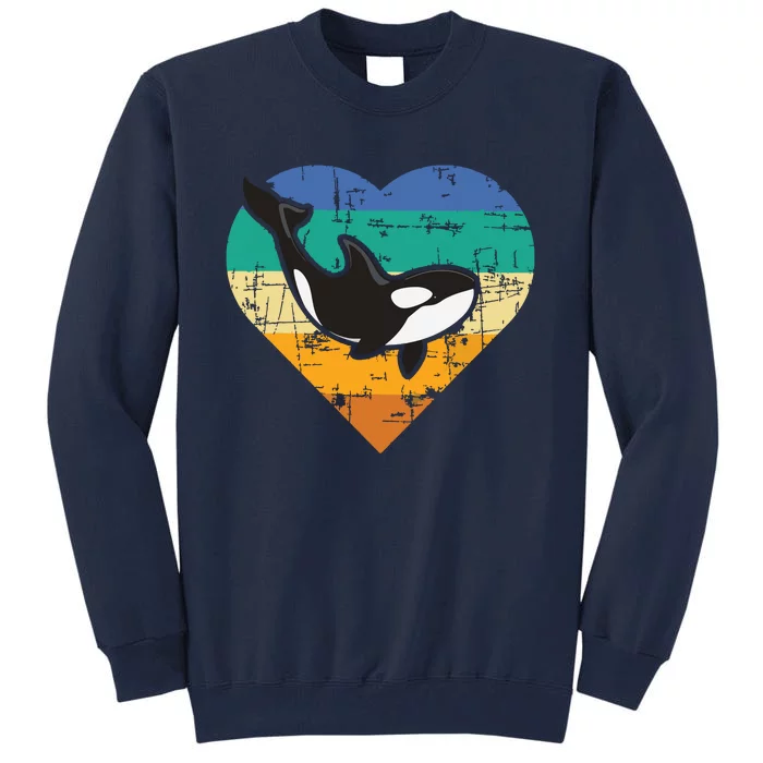 Orca Whale Heart Whale Lover Marine Biologist Whales Tall Sweatshirt