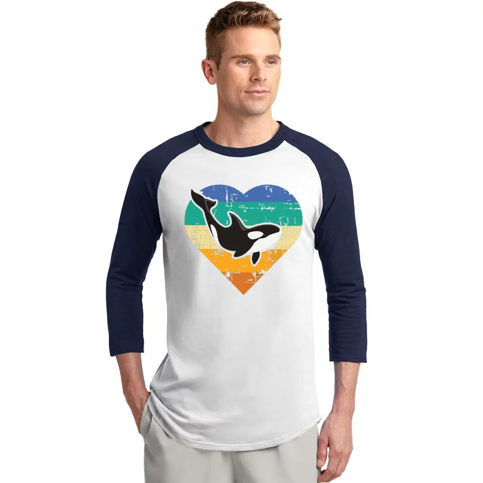 Orca Whale Heart Whale Lover Marine Biologist Whales Baseball Sleeve Shirt