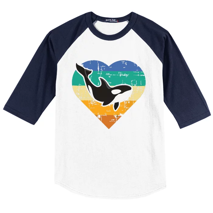 Orca Whale Heart Whale Lover Marine Biologist Whales Baseball Sleeve Shirt