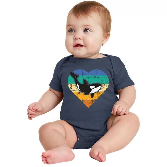 Orca Whale Heart Whale Lover Marine Biologist Whales Baby Bodysuit