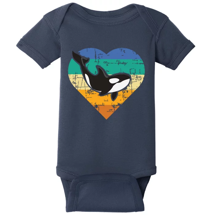 Orca Whale Heart Whale Lover Marine Biologist Whales Baby Bodysuit