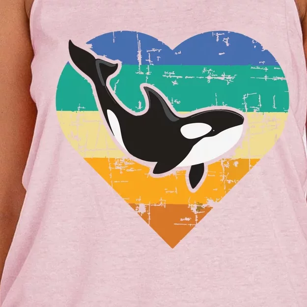 Orca Whale Heart Whale Lover Marine Biologist Whales Women's Knotted Racerback Tank