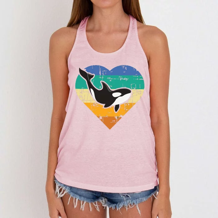 Orca Whale Heart Whale Lover Marine Biologist Whales Women's Knotted Racerback Tank