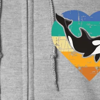 Orca Whale Heart Whale Lover Marine Biologist Whales Full Zip Hoodie