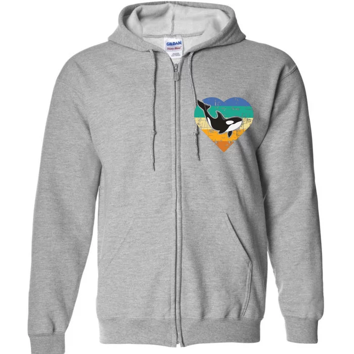 Orca Whale Heart Whale Lover Marine Biologist Whales Full Zip Hoodie