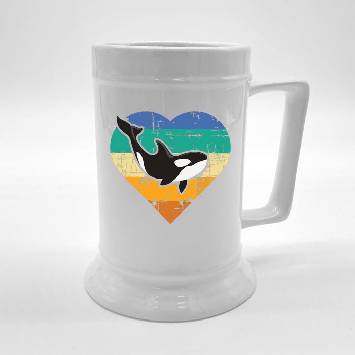 Orca Whale Heart Whale Lover Marine Biologist Whales Front & Back Beer Stein